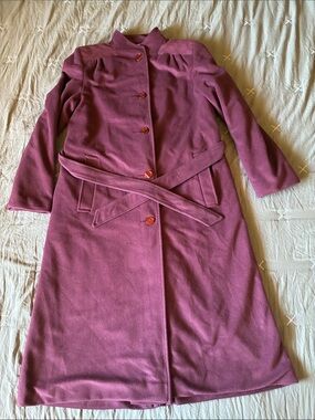 Women's Long Belted Coat - Mauve